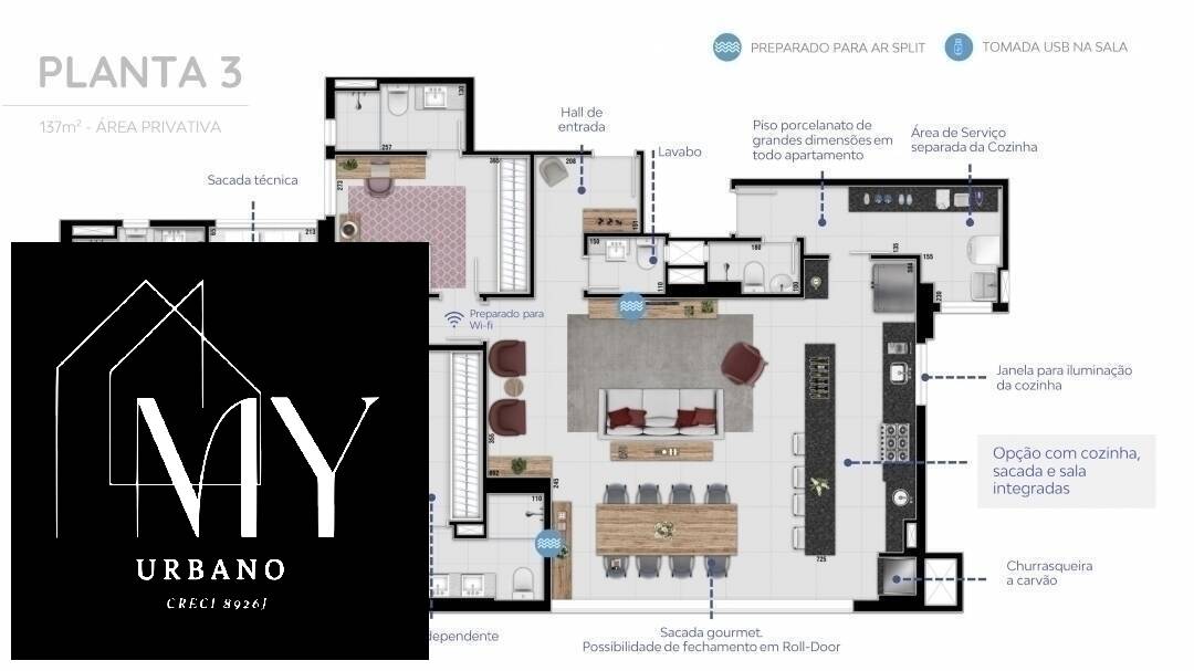 Apartamento à venda com 3 quartos, 137m² - Foto 4