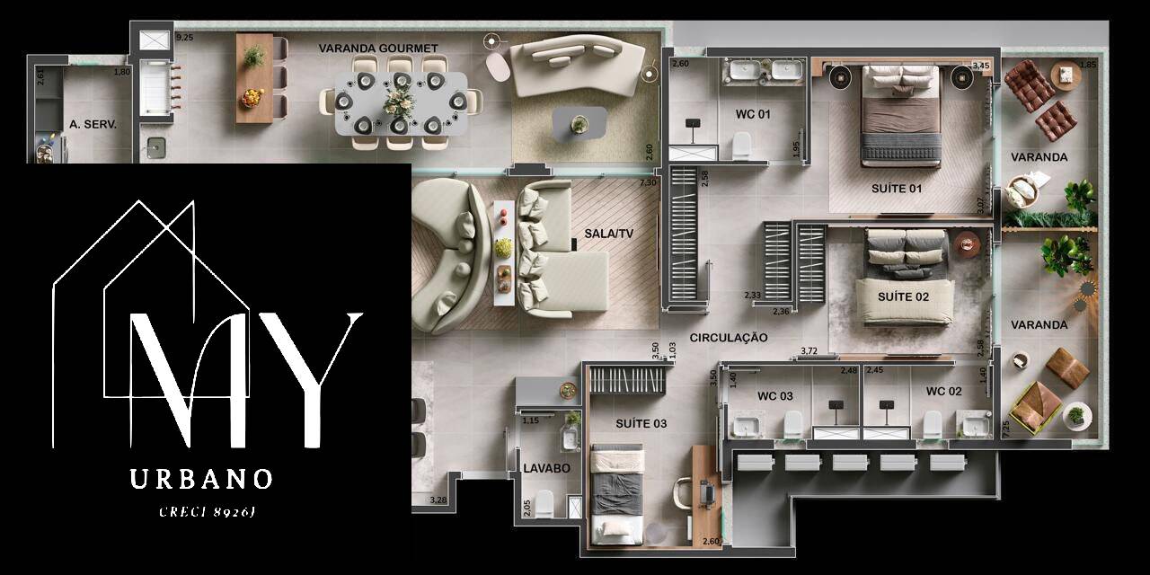 Apartamento à venda com 3 quartos, 181m² - Foto 7
